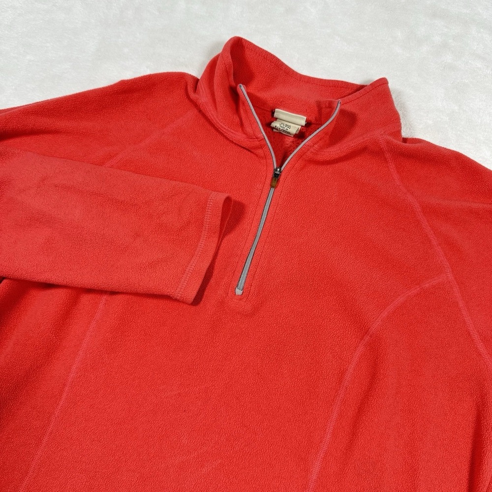 L‎ L Bean Women Fleece Sweater Medium Long Sleeve Mock Neck Polyester Mango